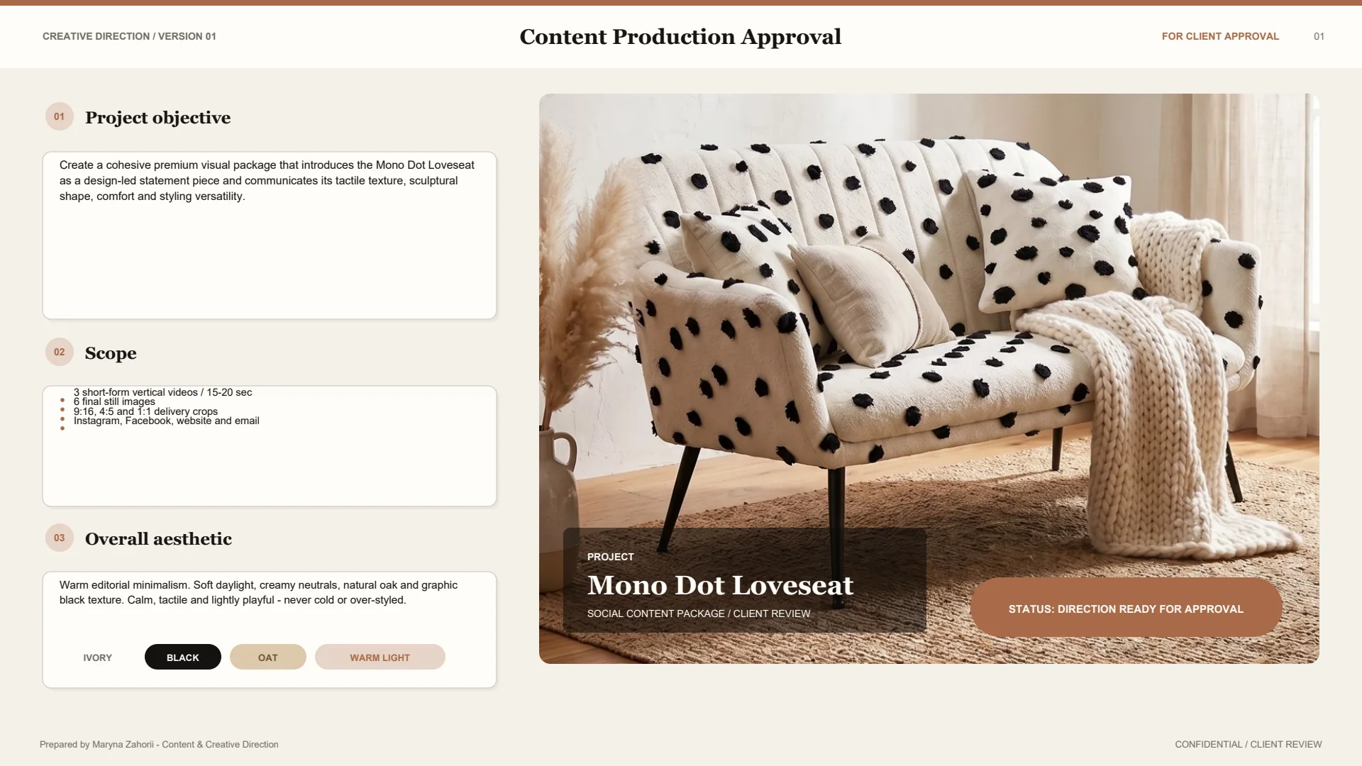 Mono Dot content approval document